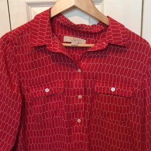 Red and white blouse